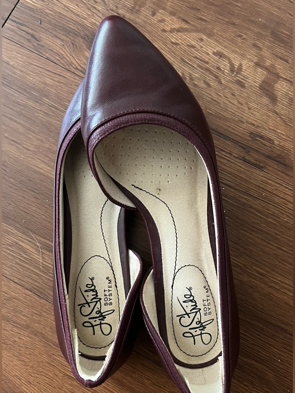 Life Stride Women's Pointed Toe Flats in Wine - Picture 5 of 6